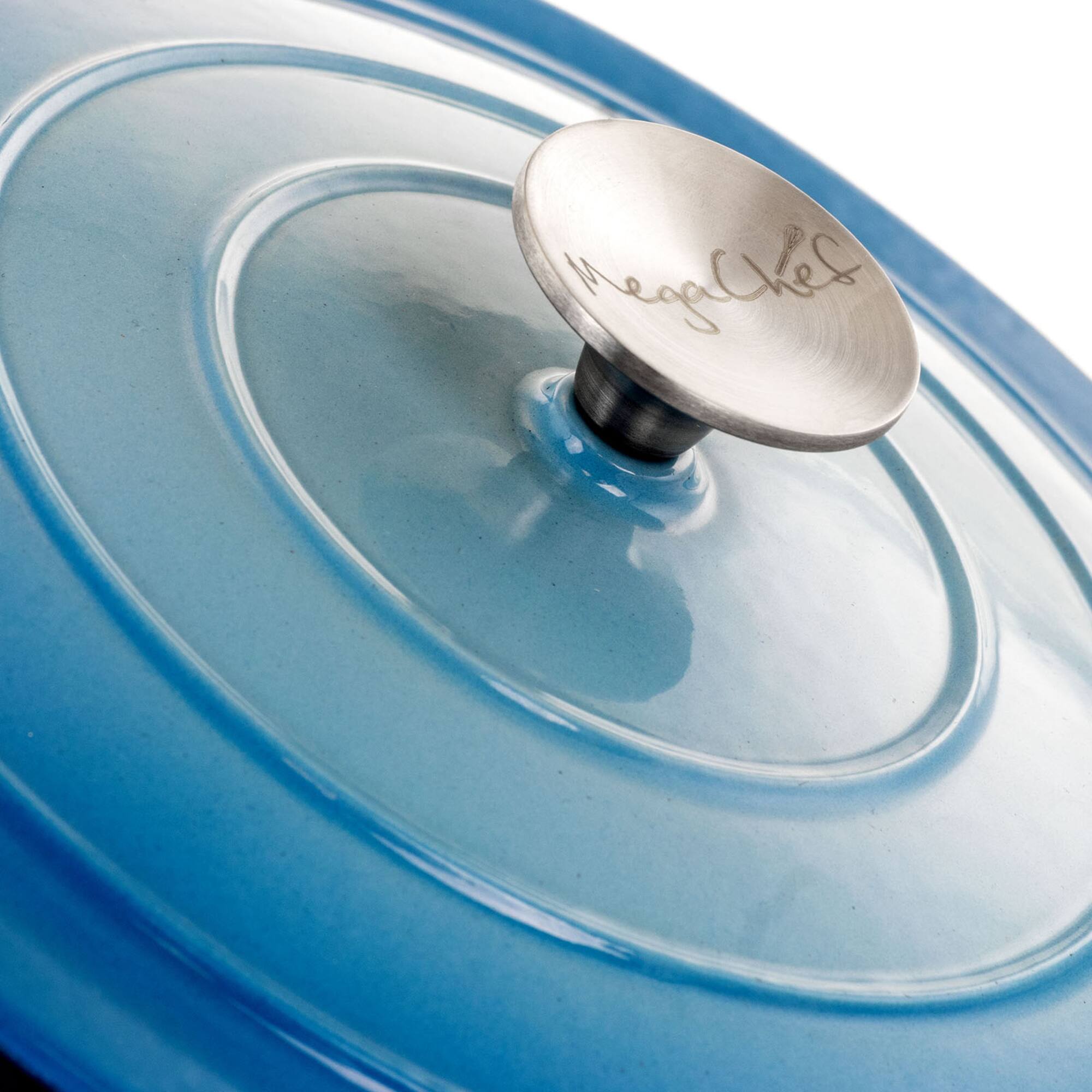 MegaChef Blue Enameled Cast Iron Casserole